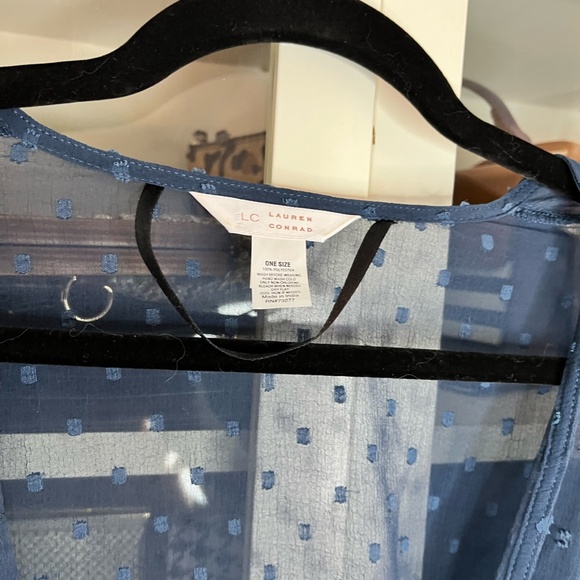 Dark Blue Swiss Dots LC Lauren Conrad Front-Tie Top - Picture 6 of 8